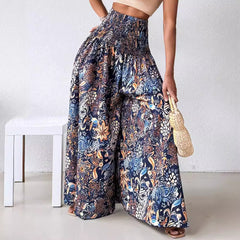 Floral Printed Waist-Controlled Wide Leg Pants