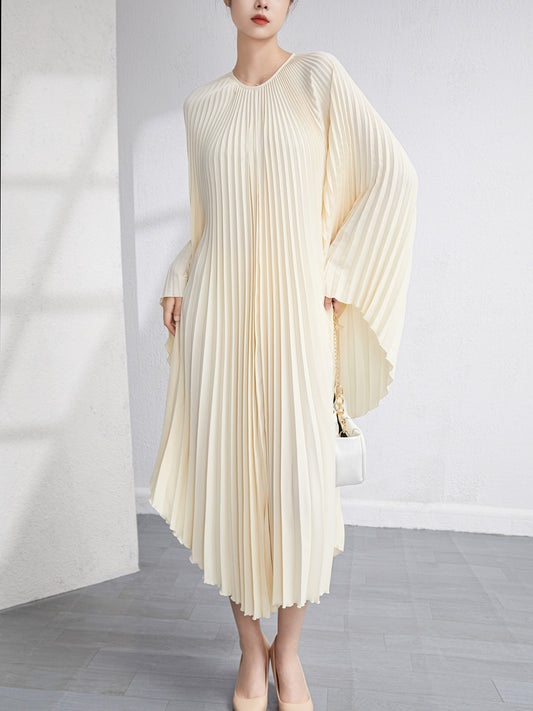 Pleated Irregular Dress Loose Large Size Mid-Length