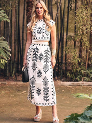 Printed Vacation Style Two-Piece Dress