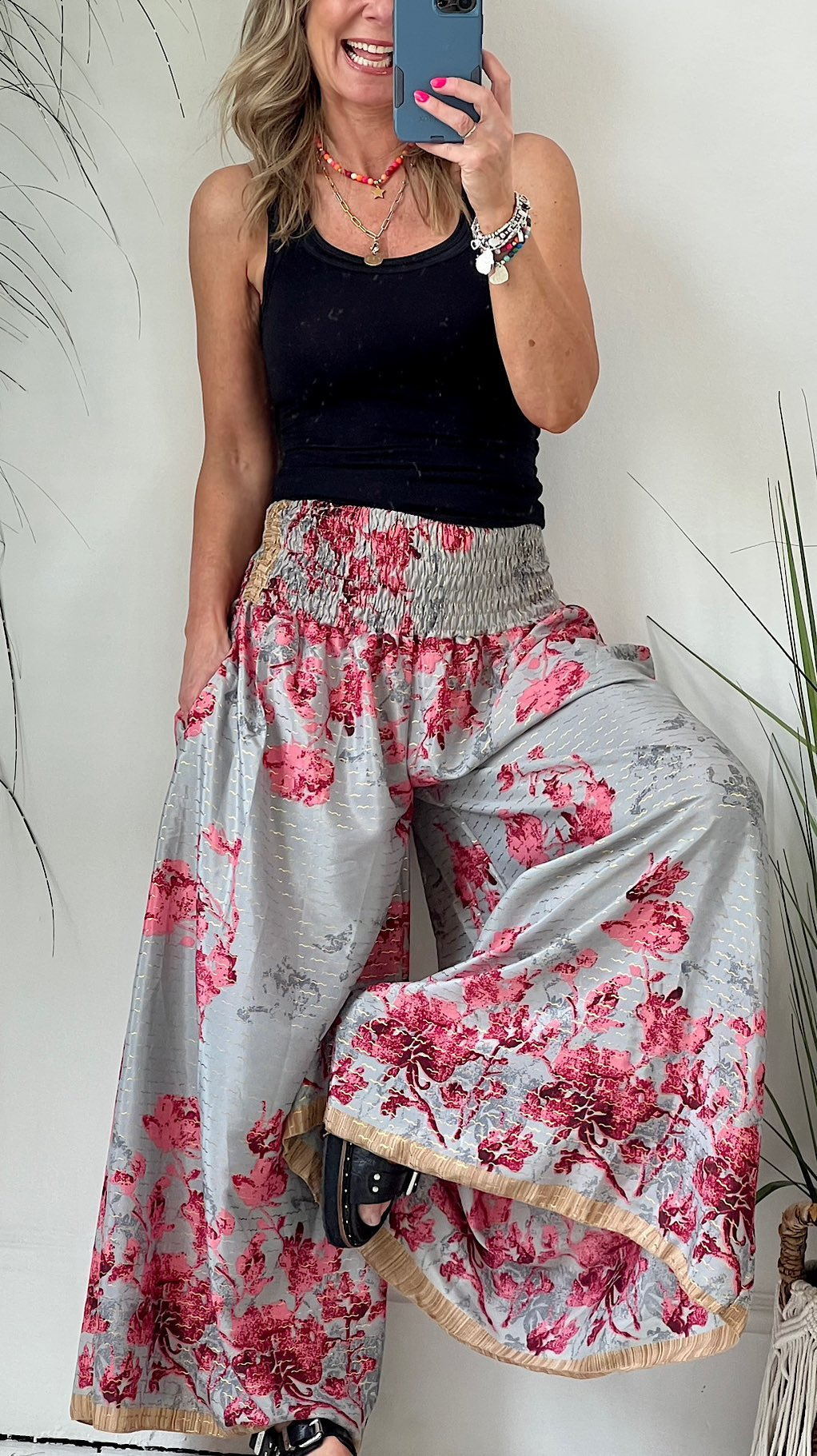 Printed Wide-Leg Pants Casual Pants Trousers