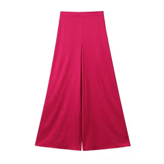 Hanging Collar Pleated Decorative Top Wide Leg Pants Texture Suit