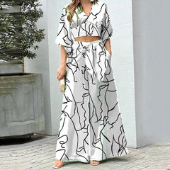 Printed High Waist Casual Suit