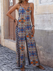 Suspender Wide-Leg Ethnic Style Jumpsuit