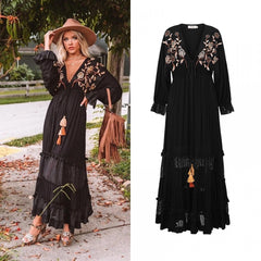 VCollar Elegant Casual Loose Beautiful Goddess Vacation Dress