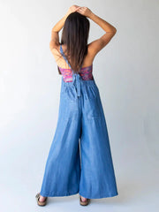 2024New Women's Loose Casual Denim Suspender Pants