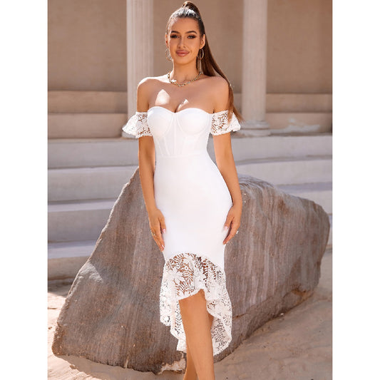 off-Shoulder Evening Dress White Dress