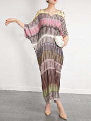 Printed Long Dress Europe and America Cross Border plus Size Women's Batwing Sleeve Dress