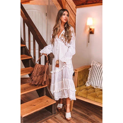 VCollar Elegant Casual Loose Beautiful Goddess Vacation Dress