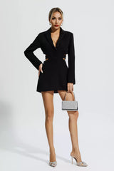 Adley Black Hollow Out Blazer Mini Dress