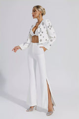 Amalia White Crystal Pearl Blazer Set