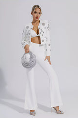 Amalia White Crystal Pearl Blazer Set