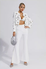 Amalia White Crystal Pearl Blazer Set