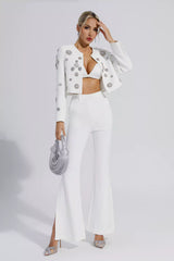 Amalia White Crystal Pearl Blazer Set