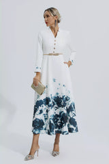 Angie White Printed Floral Maxi Dress