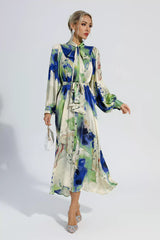 Anne Floral Tie Dye Long Sleeves Maxi Dress