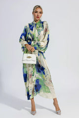 Anne Floral Tie Dye Long Sleeves Maxi Dress