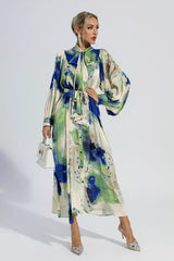 Anne Floral Tie Dye Long Sleeves Maxi Dress