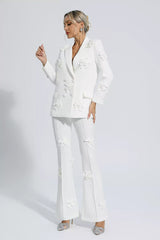 Ari White Jacquard Floral Blazer Set