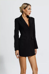 Aviana Black Chain Embellished Blazer Dress