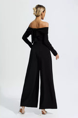 Cassidy Black Off Shoulder Drape Jumpsuit