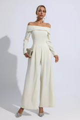 Cassidy Apricot Off Shoulder Drape Jumpsuit