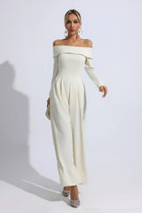 Cassidy Apricot Off Shoulder Drape Jumpsuit