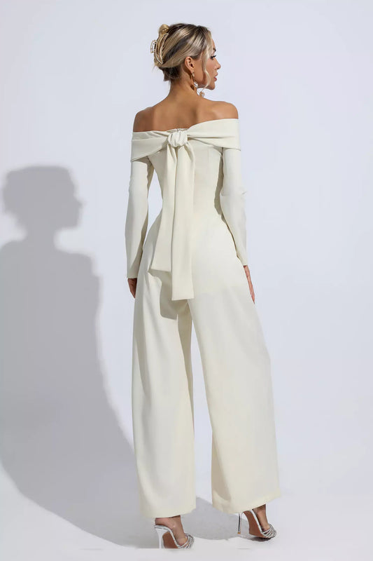 Cassidy Apricot Off Shoulder Drape Jumpsuit