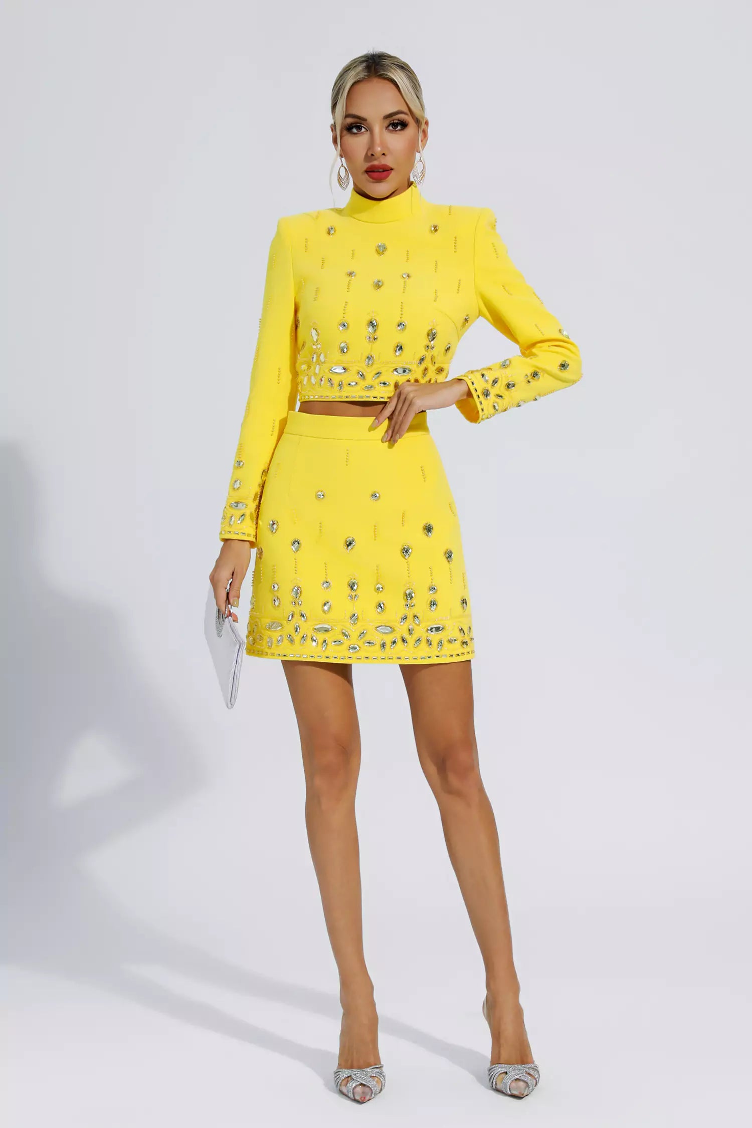 Cecelia Yellow Crystal Embellished Set