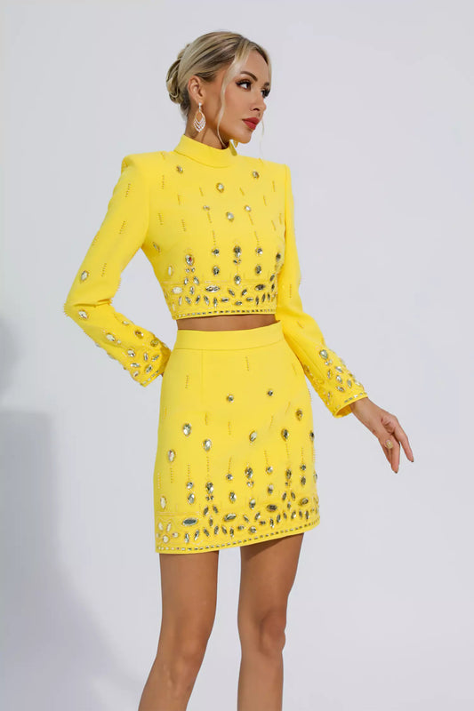 Cecelia Yellow Crystal Embellished Set