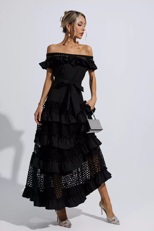 Colette Black Lace Cutout Maxi Dress