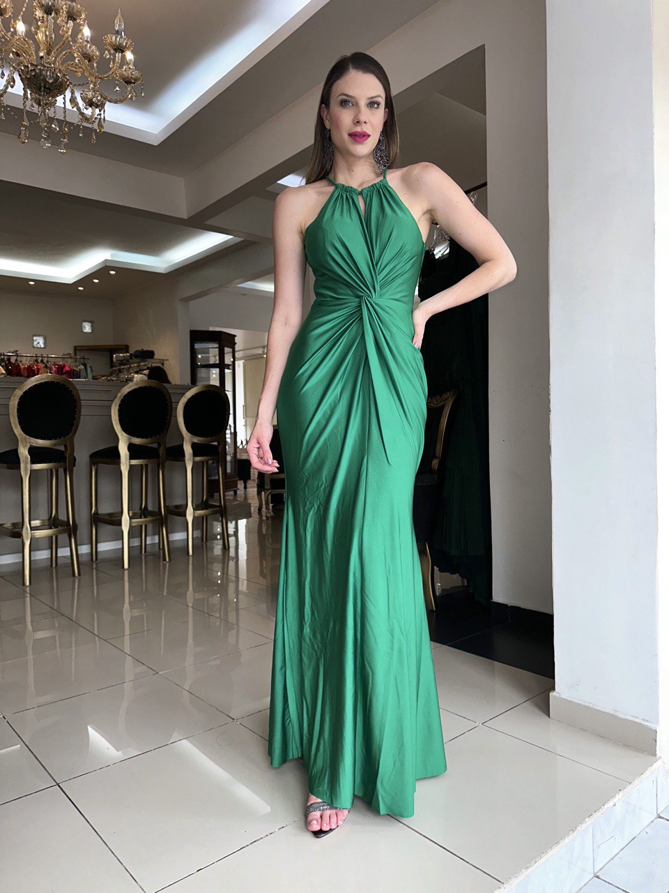 Chic Green Pleated Sleeveless Maxi Dress