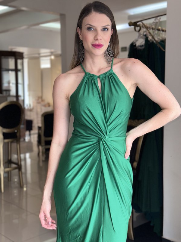 Chic Green Pleated Sleeveless Maxi Dress