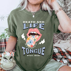 Death And Life Tongue Christian Washed T-Shirt