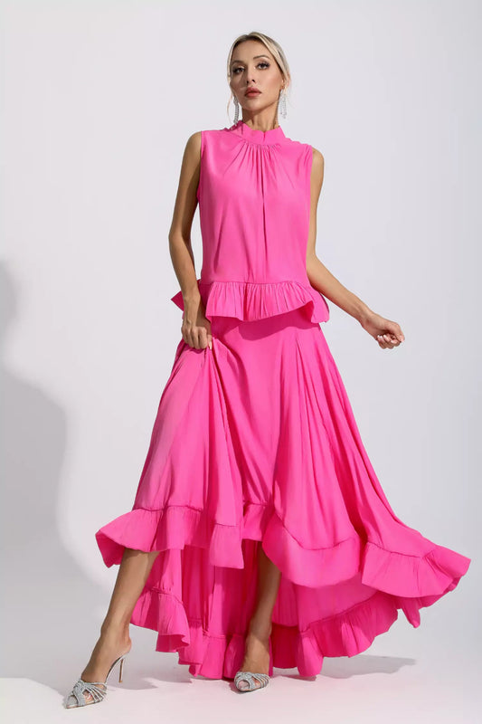 Elaine Pink Sleeveless Ruffle Mermaid Set