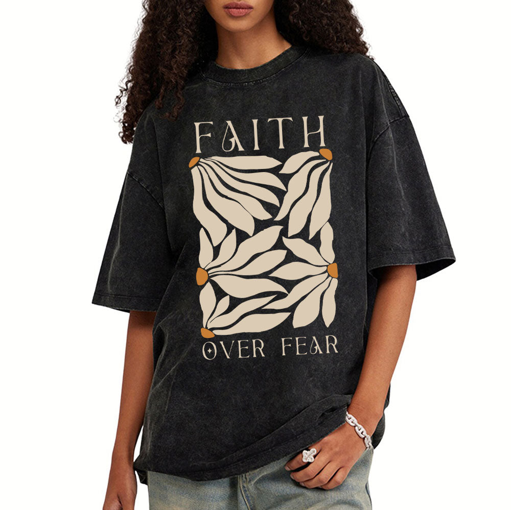 Faith Over Fear Christian Washed T-Shirt