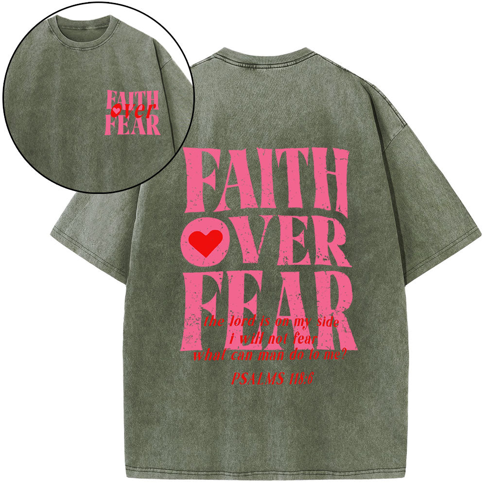 Faith Over Fear Christian Washed T-Shirt