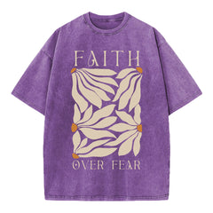 Faith Over Fear Christian Washed T-Shirt