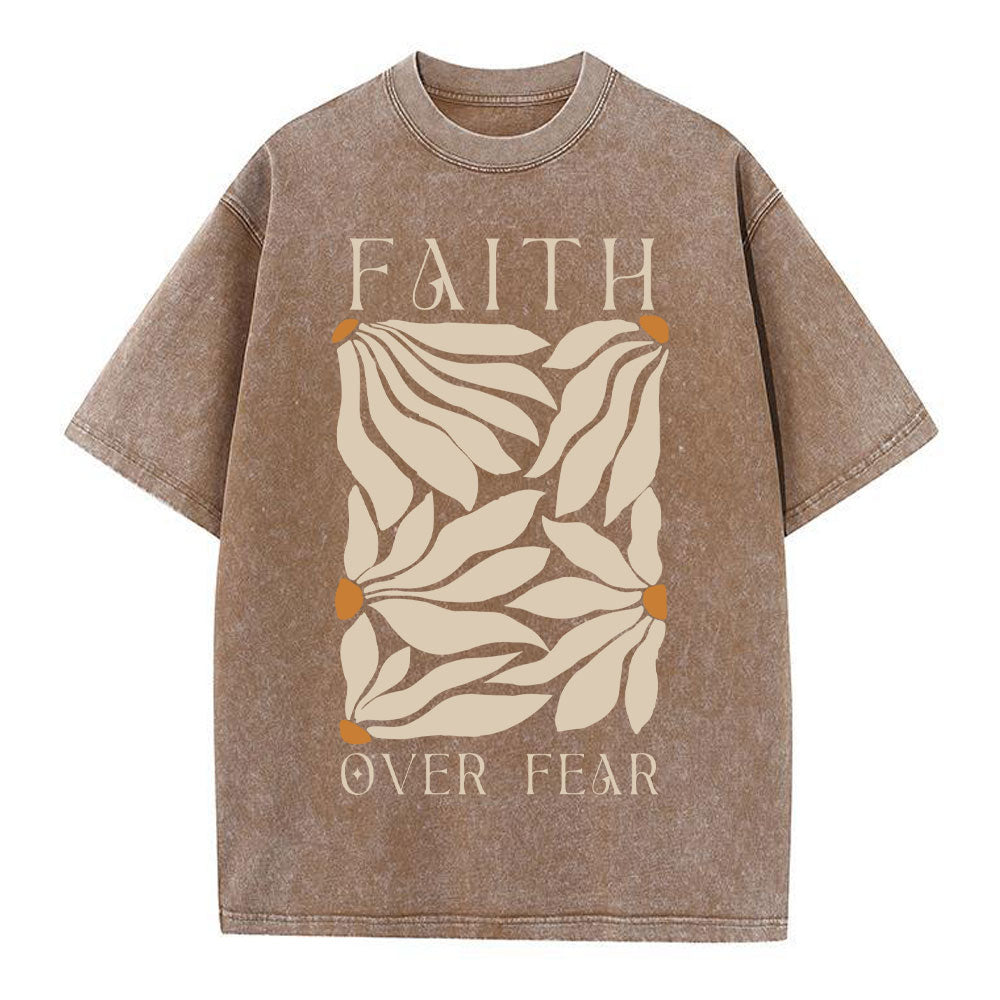 Faith Over Fear Christian Washed T-Shirt