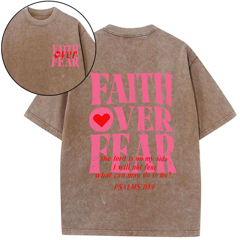 Faith Over Fear Christian Washed T-Shirt