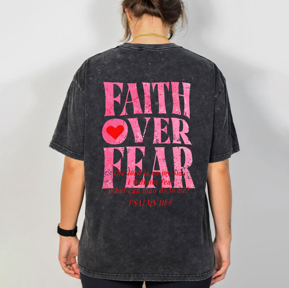 Faith Over Fear Christian Washed T-Shirt