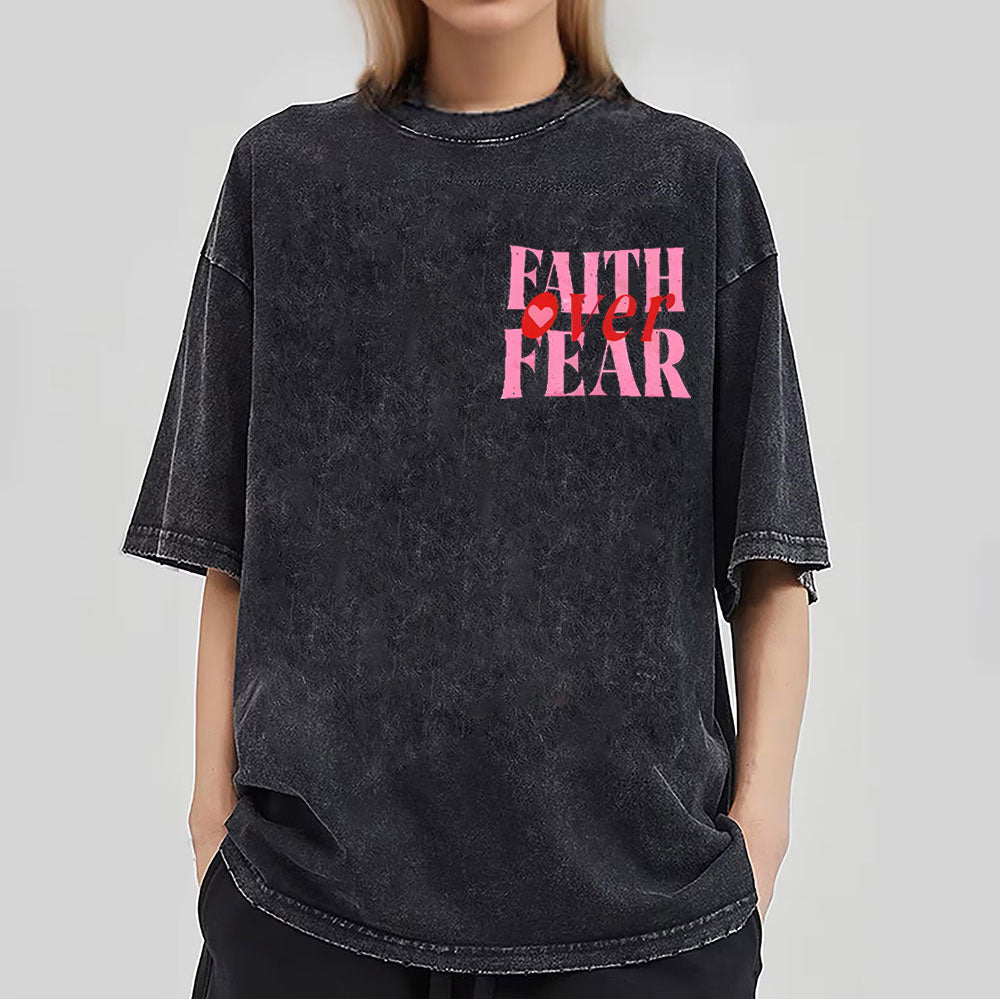 Faith Over Fear Christian Washed T-Shirt