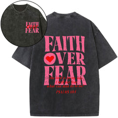 Faith Over Fear Christian Washed T-Shirt