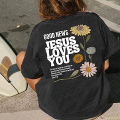 Good News Jesus Love You Christian Washed T-Shirt