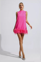 Hope Pink Feather Mini Dress