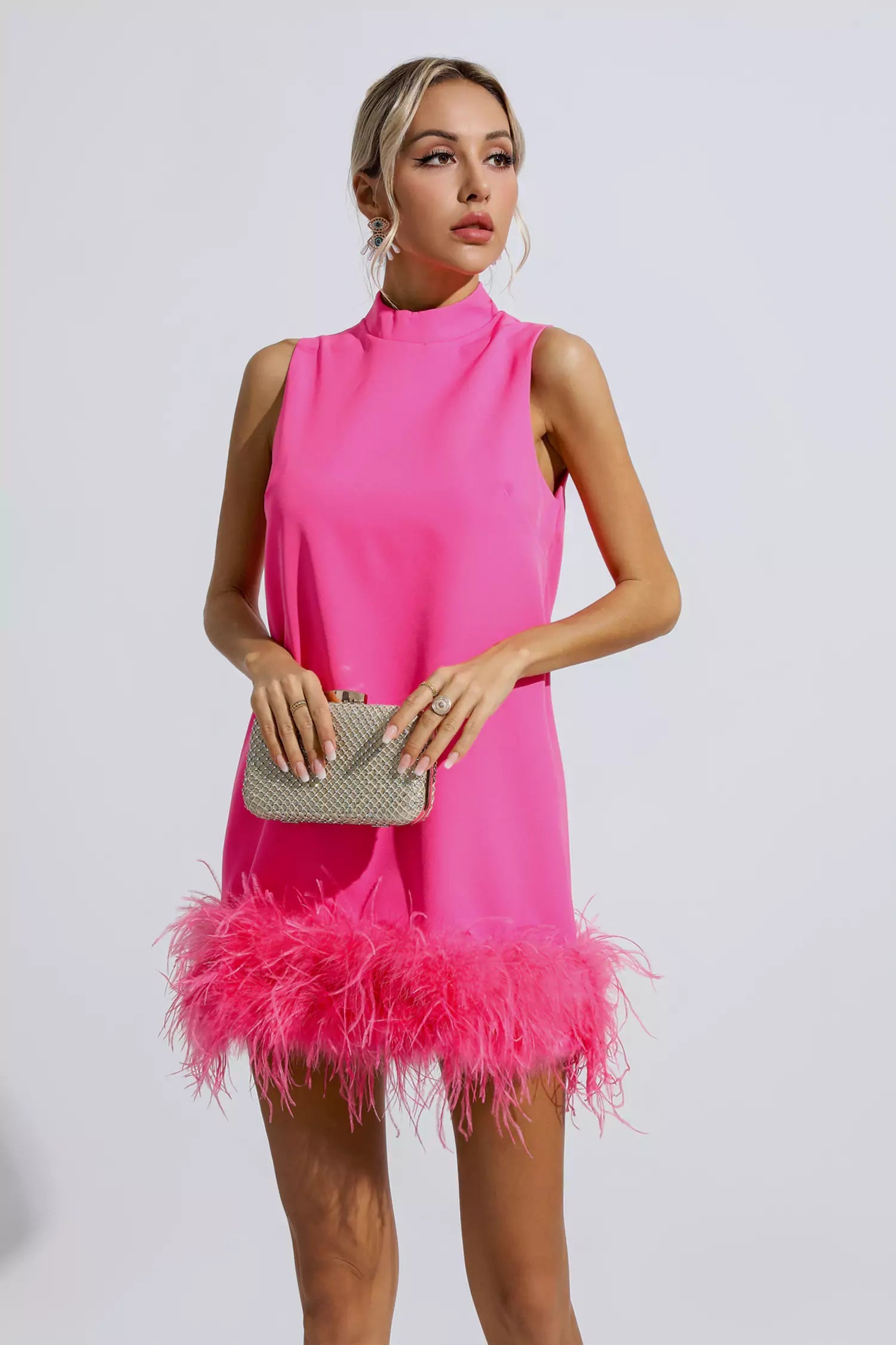 Hope Pink Feather Mini Dress