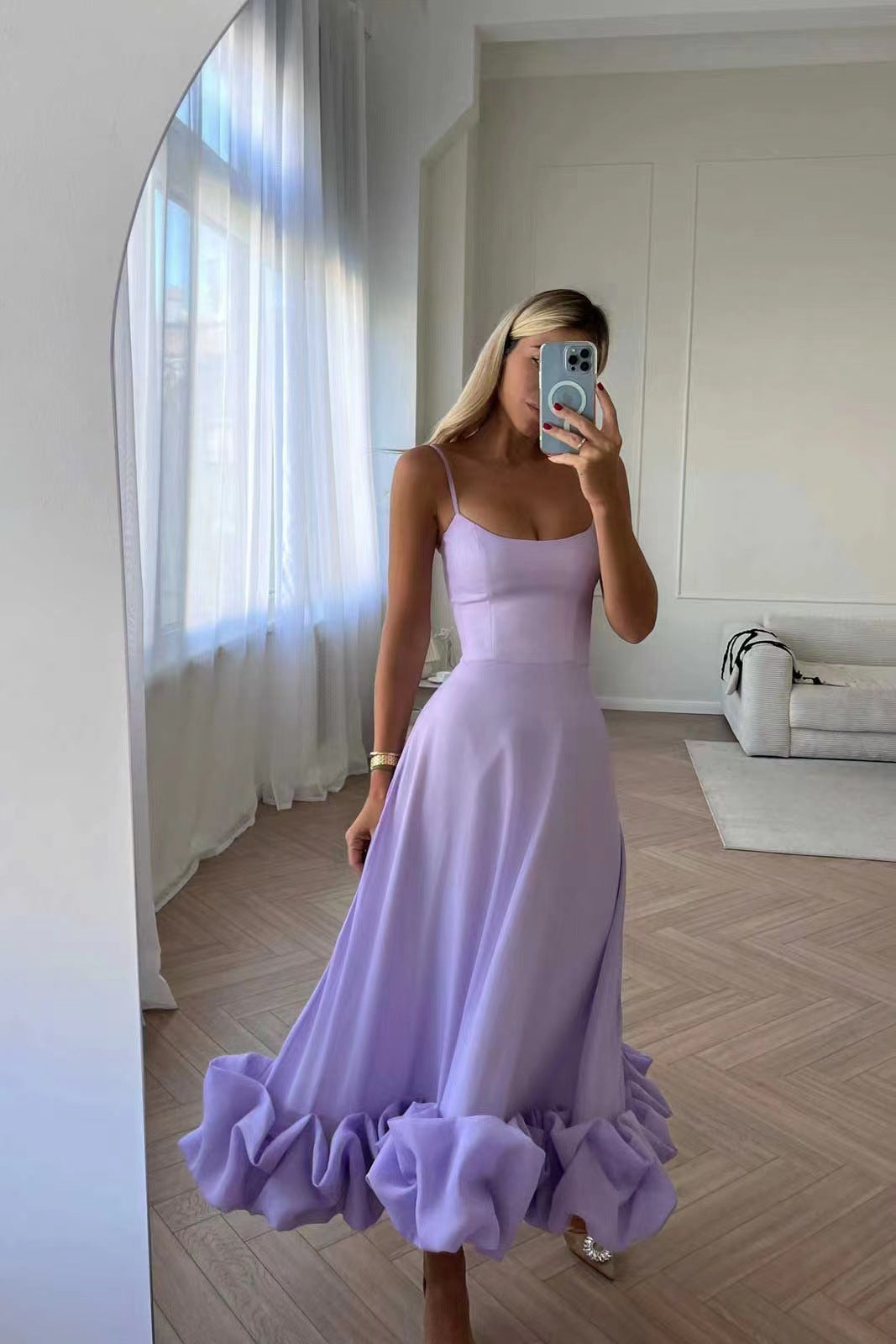 Soft Purple Sleeveless Midi Dress