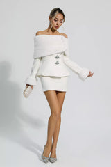 Irene White Furry Coat Set