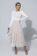 Itzel White Lace Long Sleeve Maxi Dress