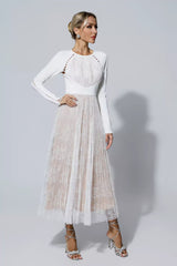 Itzel White Lace Long Sleeve Maxi Dress