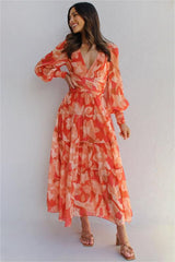 ZimmermaN Floral V-Neck Lantern Sleeve Midi Dress